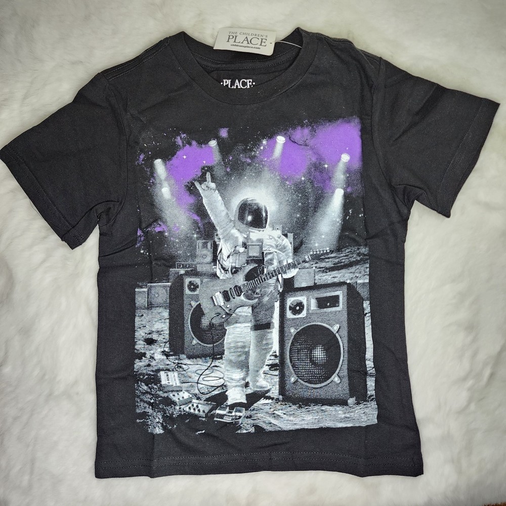 The Children's Place Black Spacesuit Rocker Short Sleeve Tee XS 4 …